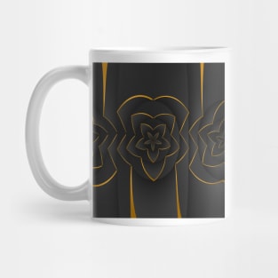 Golden pattern on blue background filling the frame. Mug